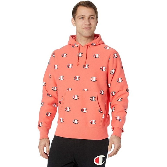 Champion Mens Life Reverse Weave Pullover Salmon Hoodie Sweatshirt - Picture 1 of 4